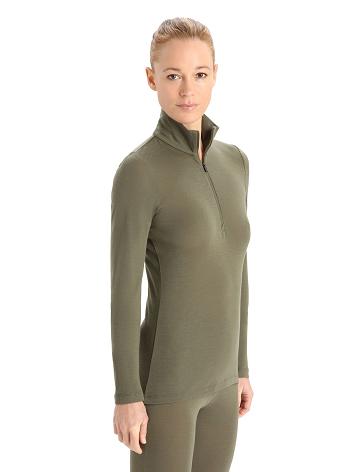 Icebreaker Merino 175 Everyday Long Sleeve Half Zip Thermal Top Női Base Layers Olivazöld | HU 1862DFMN